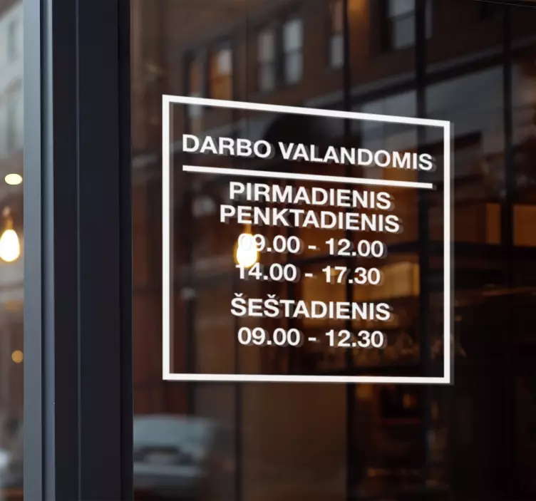 Asmeninis parduotuvės tvarkaraščio lipdukas  - „Tenstickers“