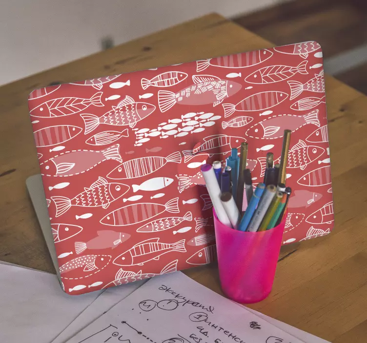 įnoringas žuvų raštas Nešiojamojo kompiuterio lipdukas - „Tenstickers“