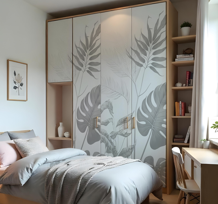 Juodai balti augalai baldų lipdukas - „Tenstickers“