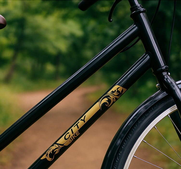 Lipdukai dviraciams juodu ir auksiniu rėmu - „Tenstickers“