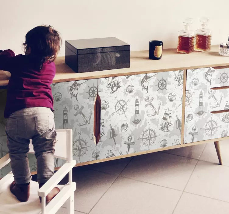 Jūreivių švyturys su kompaso baldų lipduku - „Tenstickers“