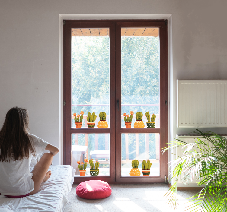 Kaktusų formos lipdukas ant stiklo - „Tenstickers“