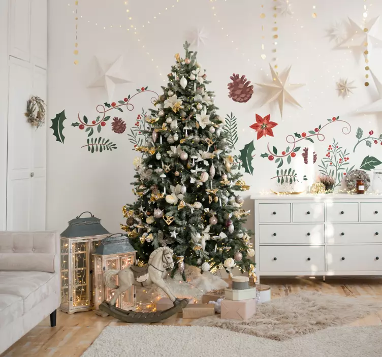 Kalėdinis gėlių rinkinys kalėdinis lipdukas - „Tenstickers“