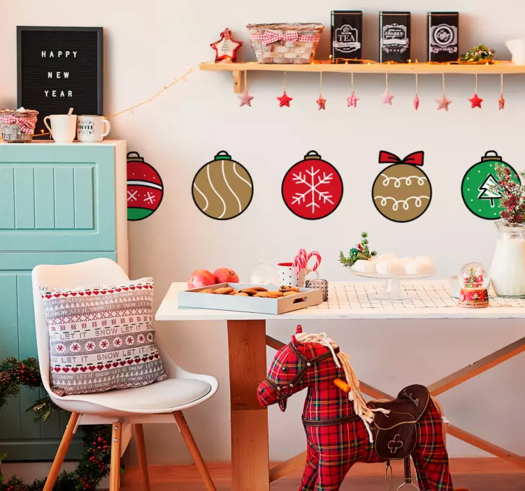 Kalėdų žaisliukų piešimo kalėdinis lipdukas - „Tenstickers“