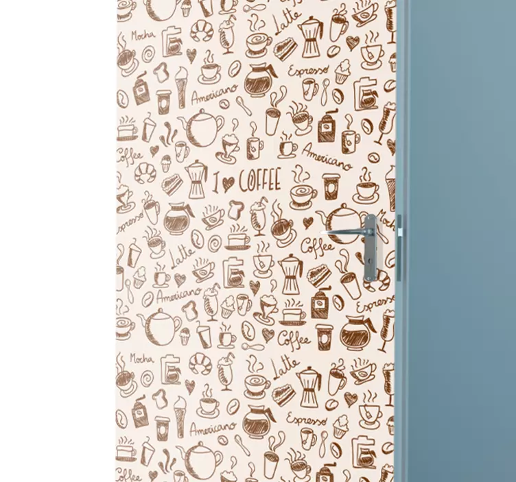 Kavos puodelių piešinių durų lipdukas - „Tenstickers“