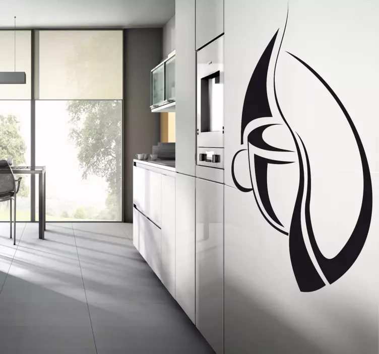 Kavos pupelių puodelio logotipo sienos lipdukas - „Tenstickers“