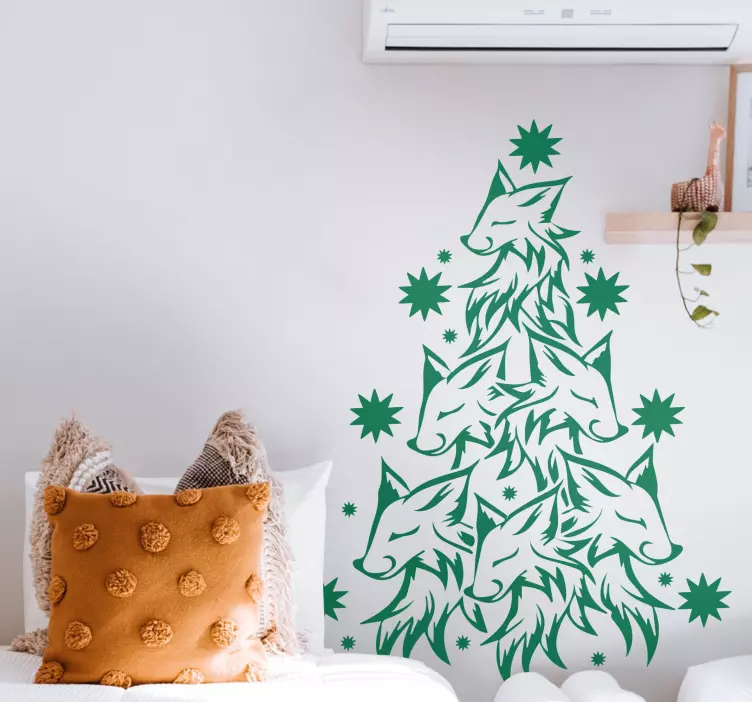 Kalėdinės sienų lipdukas su daugybe lapės galvų - „Tenstickers“