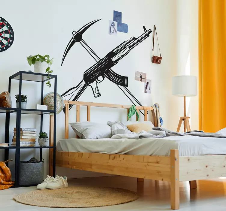 Kirvis ir submachine ginklasPickaxe ir submachine ginklas vaizdo  - „Tenstickers“