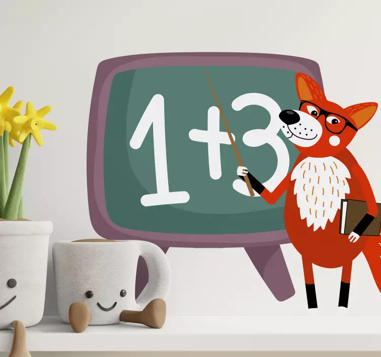 Komiškos lapės mokytojos laukinių gyvūnų sienos lipdukas - „Tenstickers“