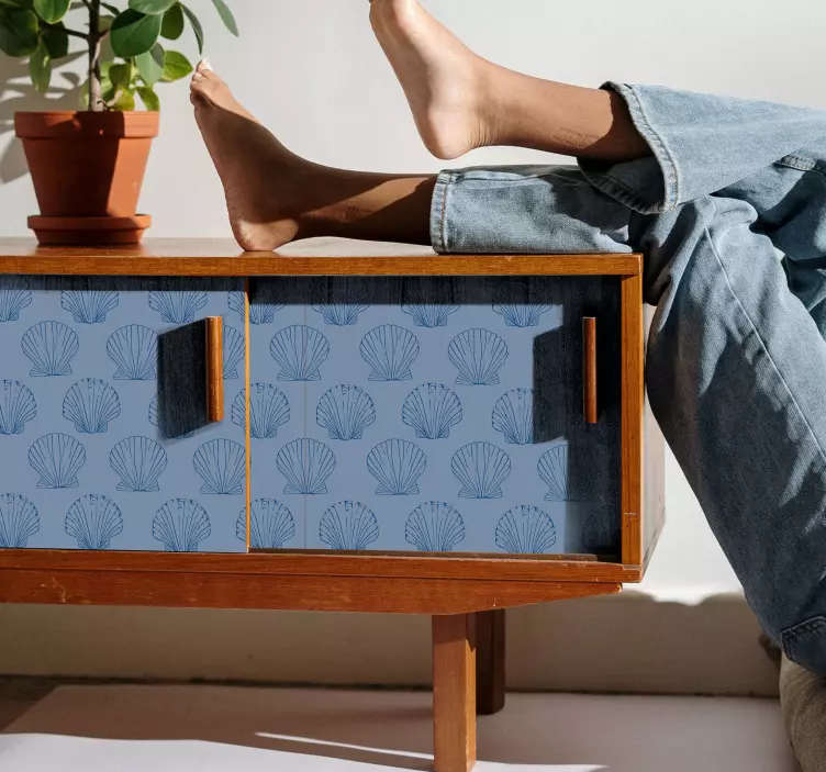 Kriauklės mėlynos spalvos baldų lipdukas - „Tenstickers“