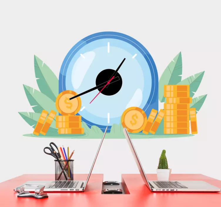 Laikas ir valiuta lipnus laikrodis - „Tenstickers“