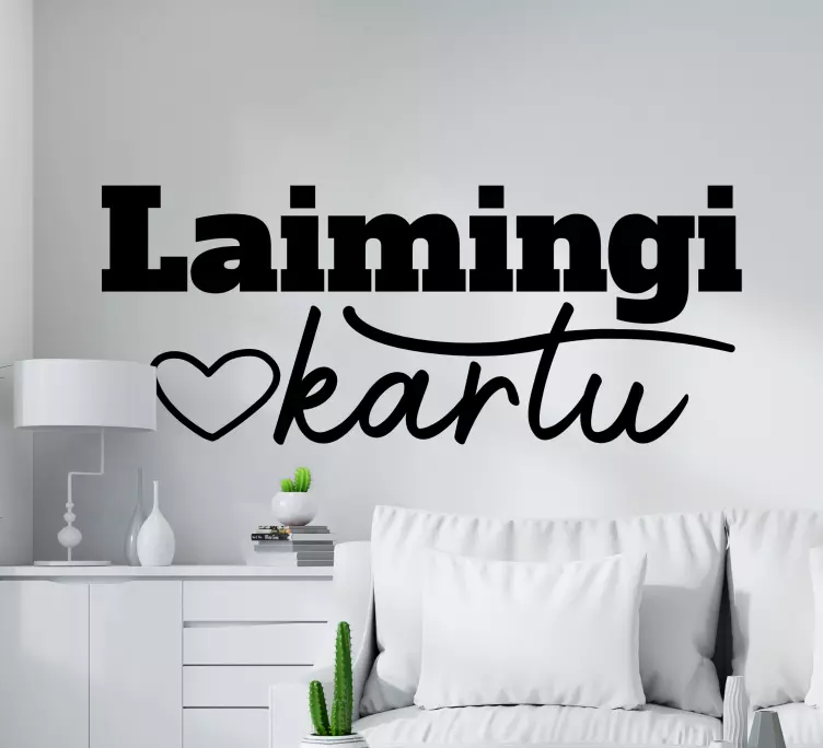 Laimingi kartu teksto sienos lipdukas - „Tenstickers“