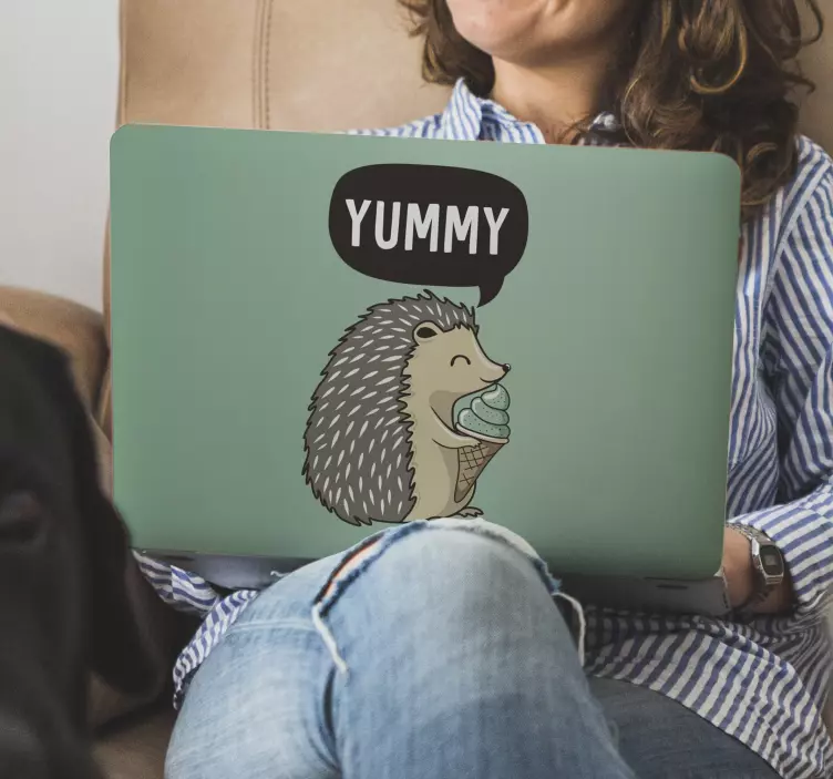 Laimingo ežio skanėstas Nešiojamojo kompiuterio lipdukas - „Tenstickers“