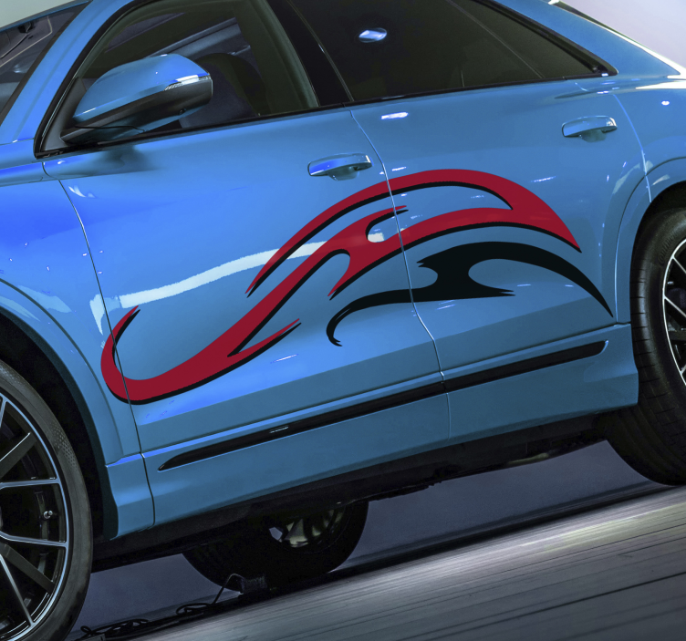 Lenktynių automobilis su baltos ir raudonos spalvos juostelėmis - „Tenstickers“