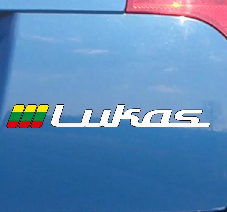 Lietuvos vėliavos stačiakampis su vardiniu automobilio lipduku - „Tenstickers“