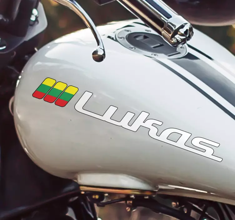 Lietuvos vėliava ir individualaus pavadinimo motociklų lipdukas - „Tenstickers“