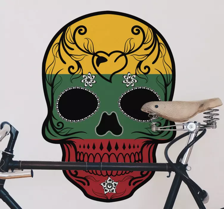 Lietuvos vėliavos kaukolės sienos lipdukas - „Tenstickers“