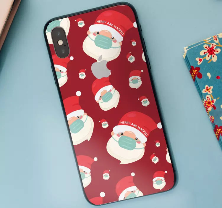 Linksmi kalėdų senelio veidai gyvūnų lipdukas - „Tenstickers“