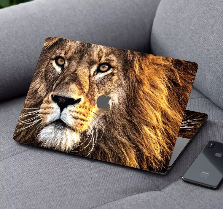 Liūto veido odos laukinių gyvūnų nešiojamojo kompiuterio lipdukas - „Tenstickers“