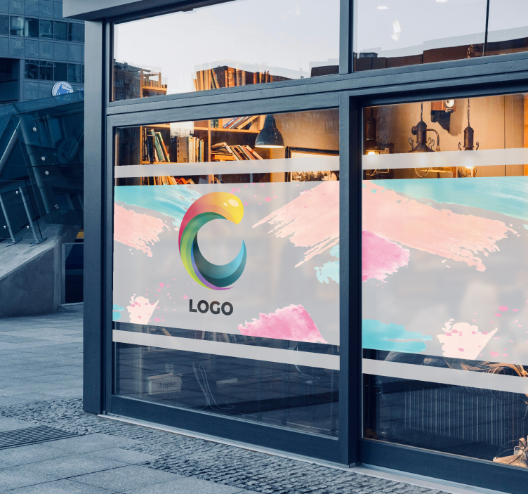 Logo ant permatomos spinduliuojančios parduotuvės langų lipdukas - „Tenstickers“