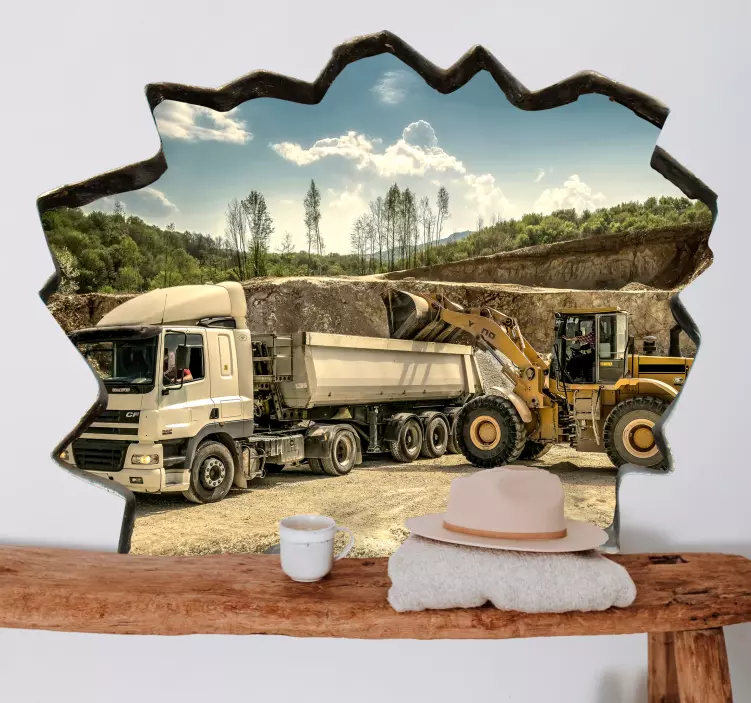 Sulaužyta siena su pakrovimo sunkvežimio 3d lipduku - „Tenstickers“