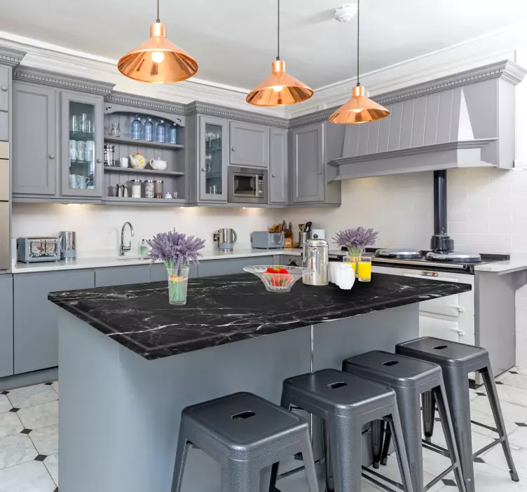 Marmuro antikvarinis juodas tekstūros sienų lipdukas - „Tenstickers“