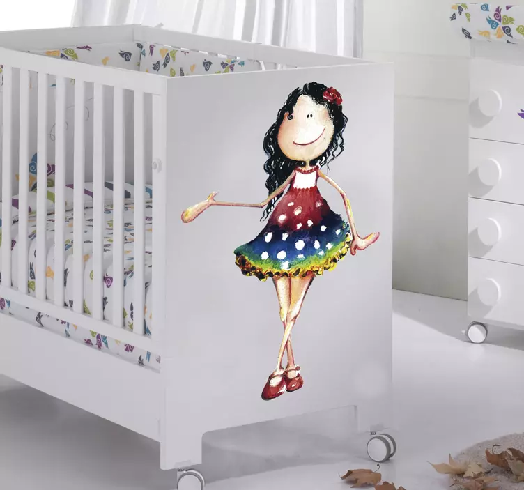 Maža mergaitė suknelėje vaikų lipdukas - „Tenstickers“