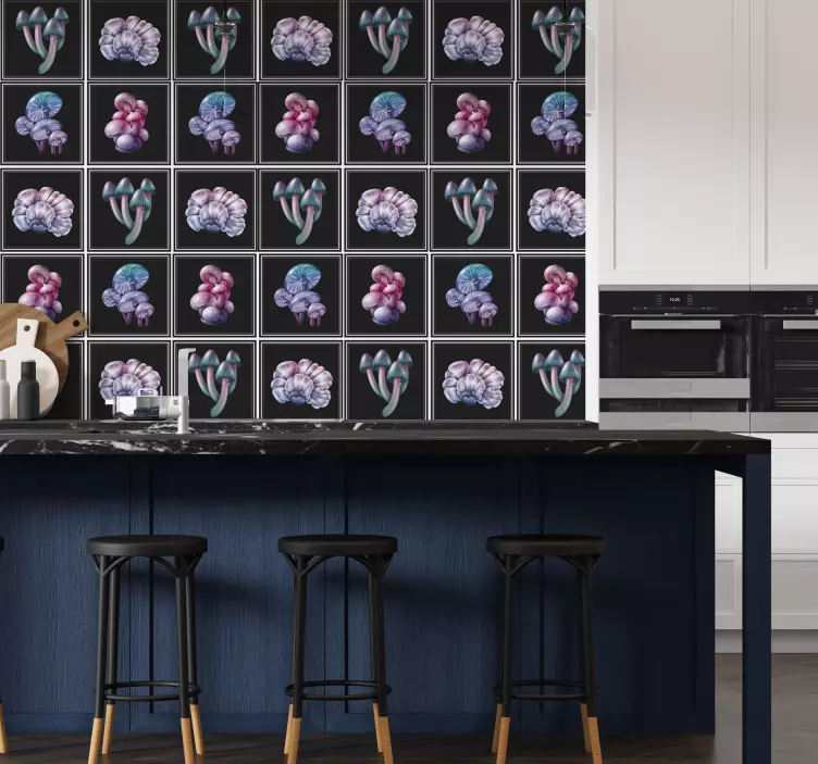 Mažieji magiški grybai plytelių stiliaus lipdukai sienoms - „Tenstickers“