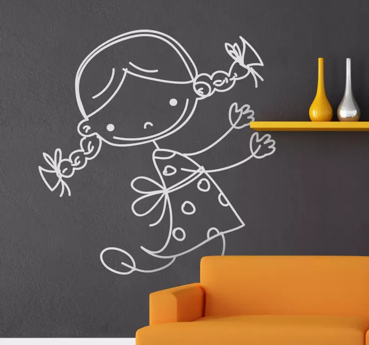 Mažos mergaitės eskizo vaikams animuotasis paveiksliukas - „Tenstickers“