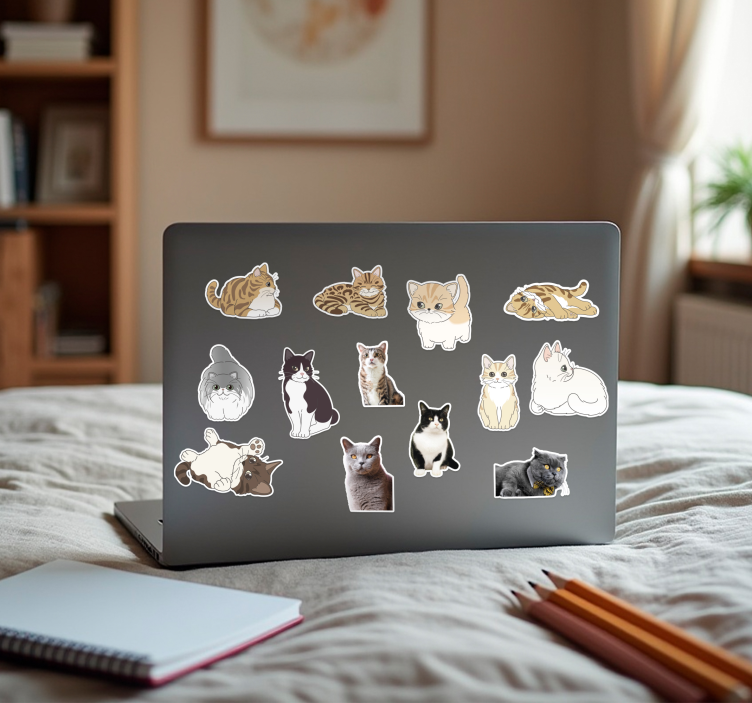 Mažų kačių lipdukų rinkinys Laptop lipdukas - „Tenstickers“