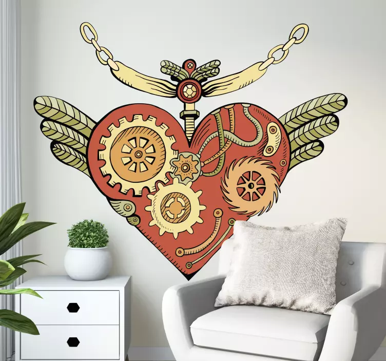 Mechaninis širdies dizainas mokslo lipdukas - „Tenstickers“