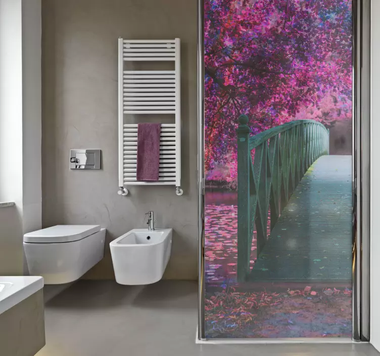 Medinio tilto peizažas dušo lipdukas - „Tenstickers“