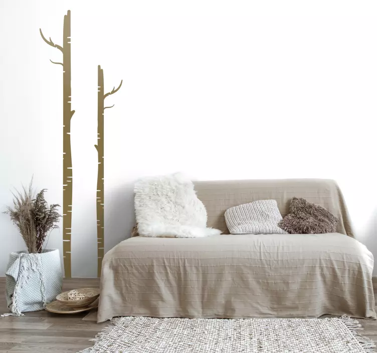 Silueto beržo medžio vinilo lipdukas ant sienos - „Tenstickers“