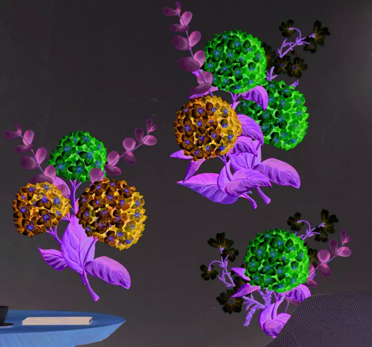 Mėlyna ir rožinė kompozicija gėlių lipduka - „Tenstickers“