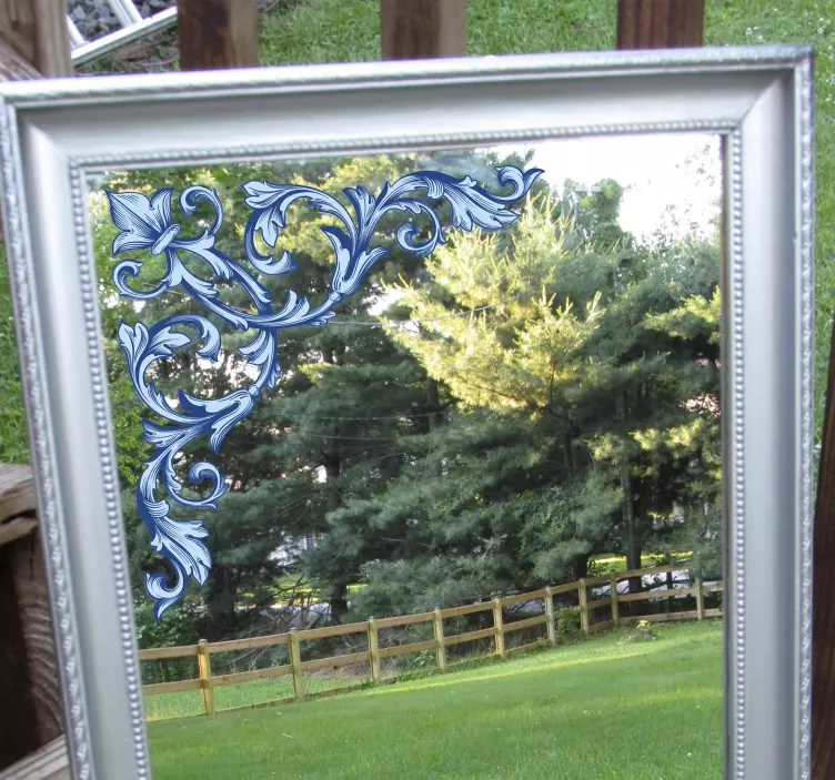 Mėlynų gėlių kampų veidrodžio animuotasis paveiksliukas - „Tenstickers“