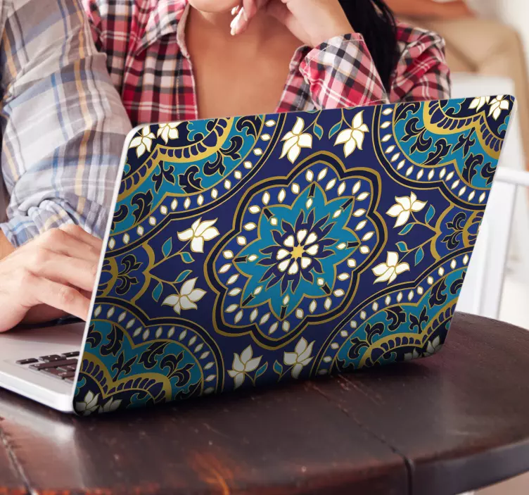 Mėlynų tonų „mandala“ nešiojamojo kompiuterio lipdukas - „Tenstickers“