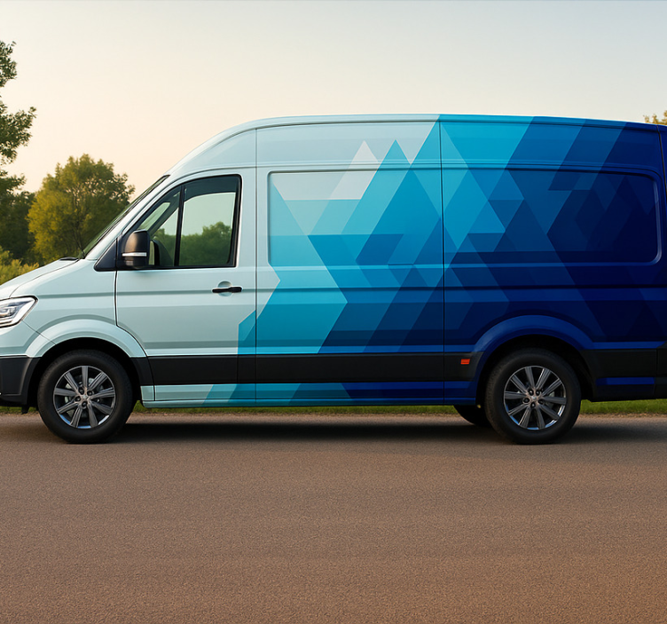 Mėlynų trikampių dizainas mikroautobuso lipdukas - „Tenstickers“