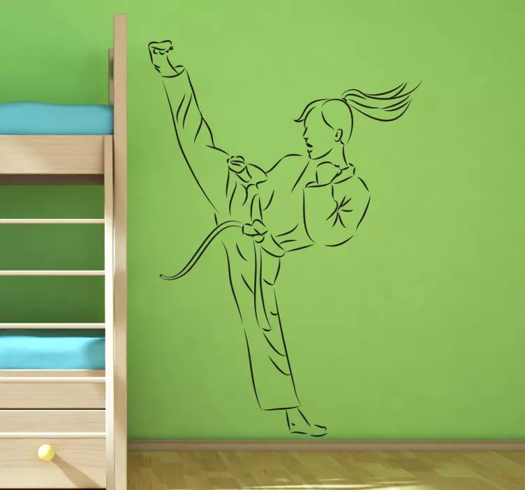 Mergaitės karatė kick animuotas paveiksliukas - „Tenstickers“