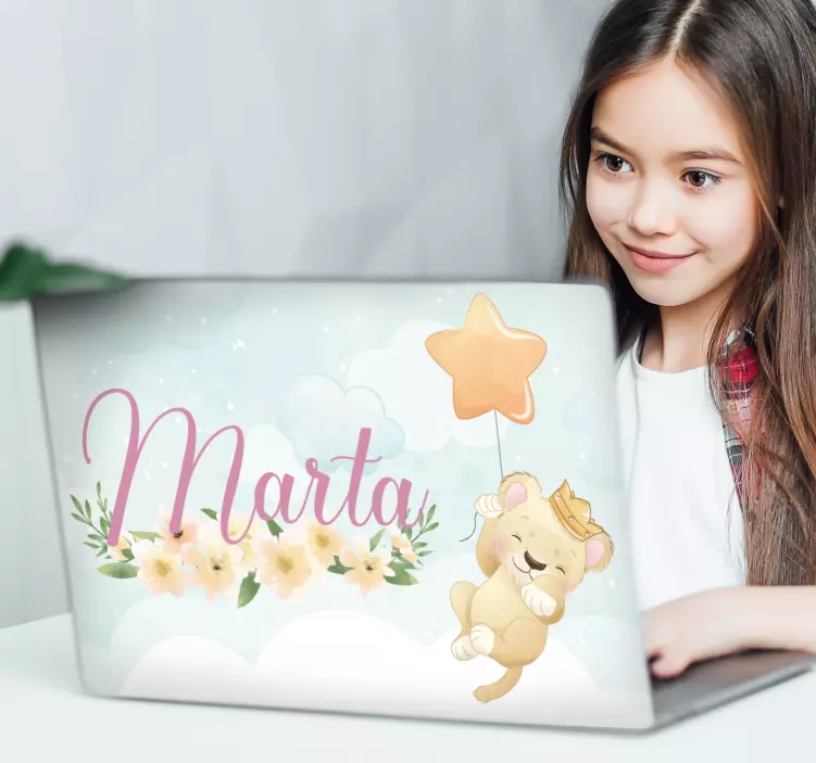 Mielas liūto personažas Nešiojamojo kompiuterio lipdukas - „Tenstickers“