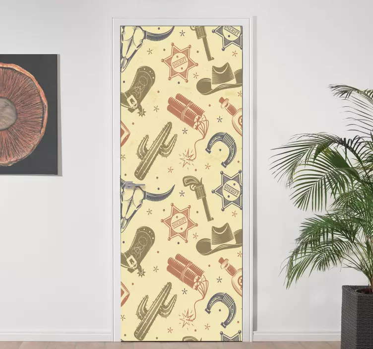 Minkštos spalvos kaubojiško modelio durų lipdukas - „Tenstickers“