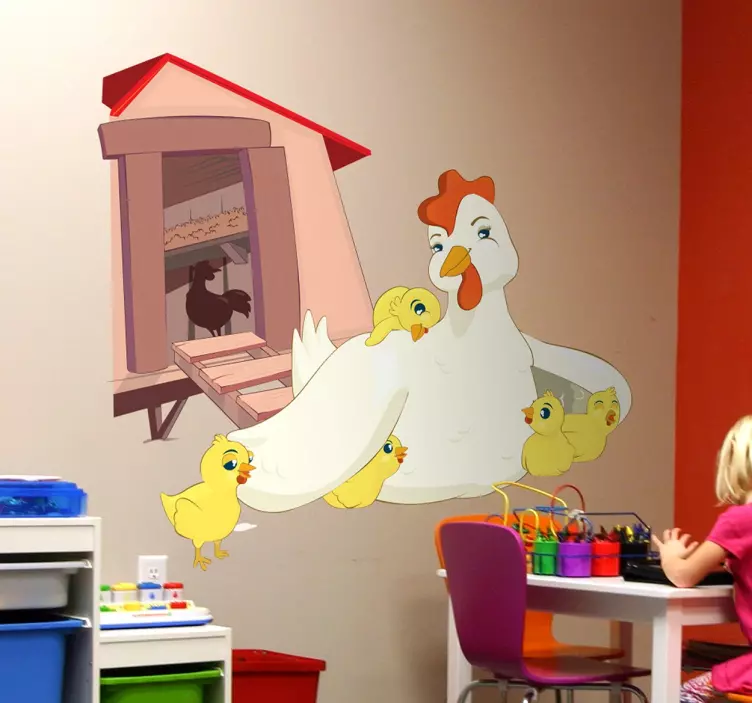 Motinos vištos ir viščiukų animuotasis paveiksliukas - „Tenstickers“