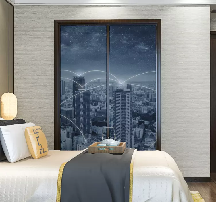 Naktinis miesto vaizdas gyvūnų lipdukas - „Tenstickers“