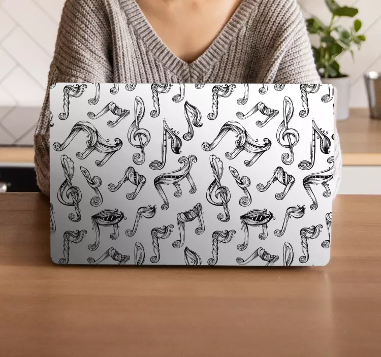 Ranka pieštos muzikos natų nešiojamojo kompiuterio odos - „Tenstickers“