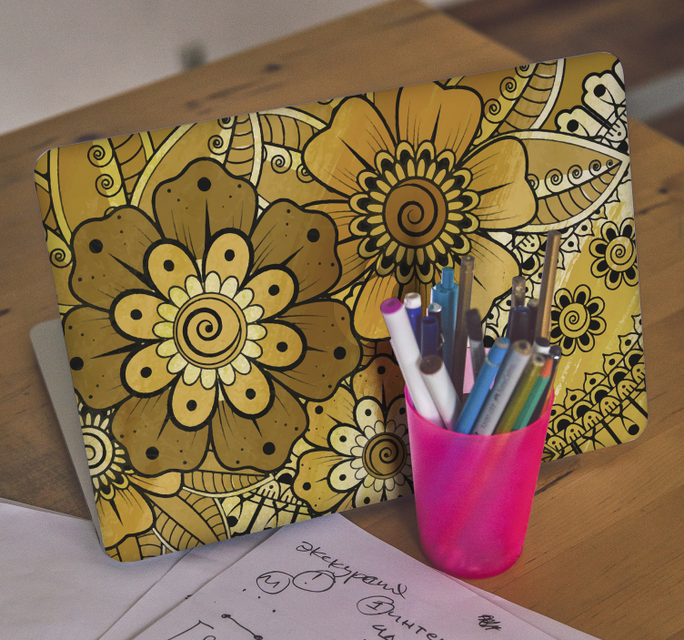 Nešiojamojo kompiuterio lipdukas Šviesus botaninis raštas - „Tenstickers“