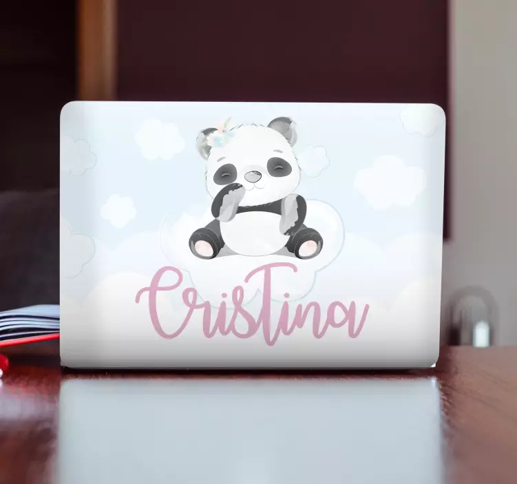 Nešiojamojo kompiuterio lipdukas Žaismingas panda personažas - „Tenstickers“