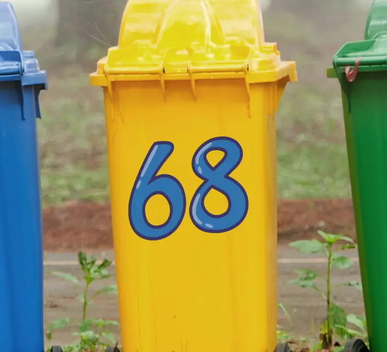 Numeriai mėlynu konteinerio lipduku - „Tenstickers“