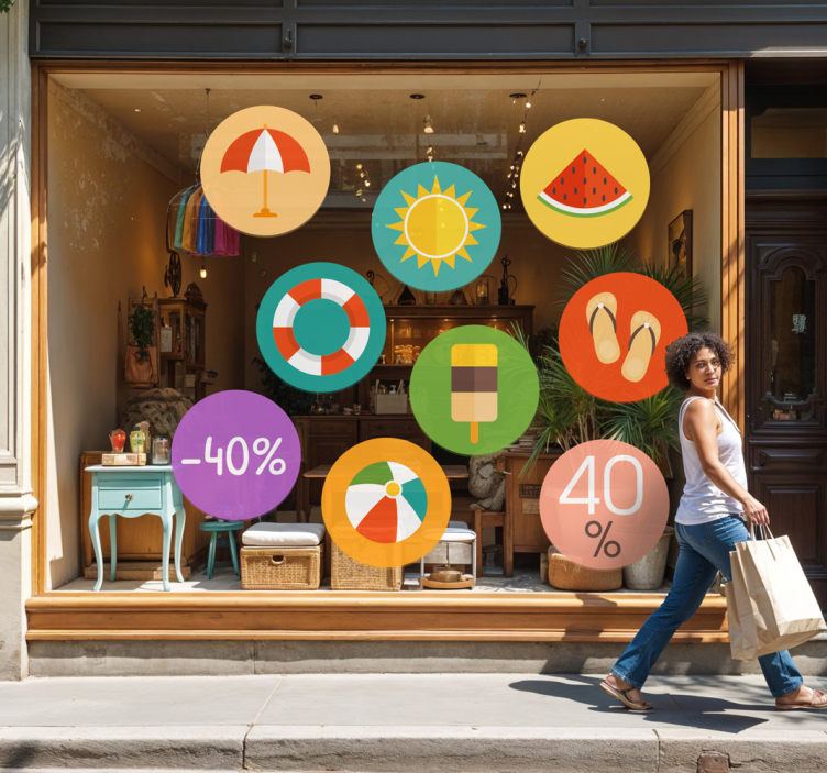 Spalvingos vasaros nuolaidos išpardavimo lipdukai - „Tenstickers“