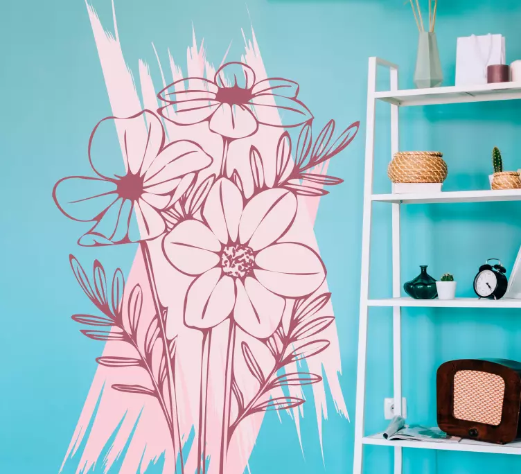 Nupieštos gėlės su dažų durų lipduku - „Tenstickers“