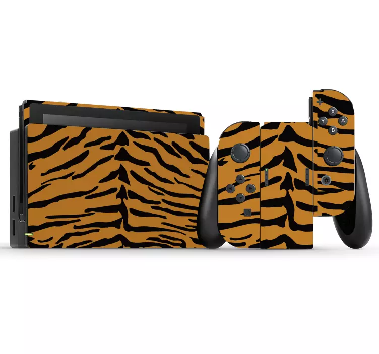 Oranžinės ir juodos spalvos tigro motyvai „nintendo“ lipdukas - „Tenstickers“