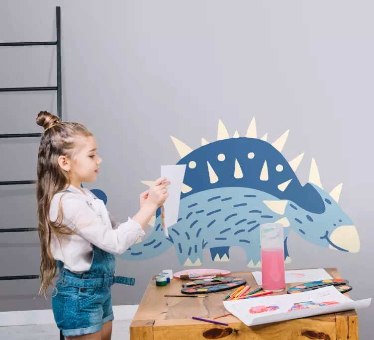 Originalus plaukuotų lenktų dinozaurų vaikų lipdukas - „Tenstickers“